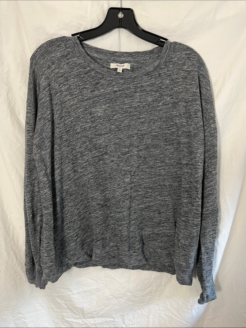 Madewell Heather Gray Long Sleeve Linen Tee Size Large